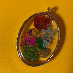 Homemade flower resin keychain or necklace